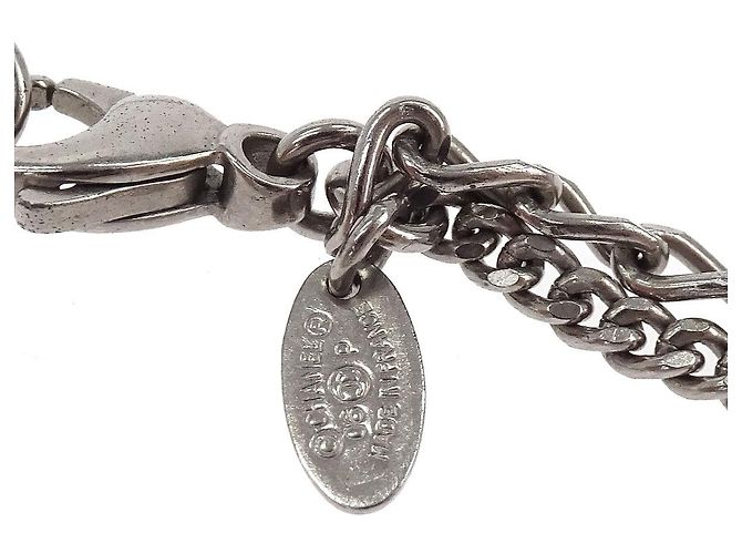 Collana a catena in metallo grande Chanel Quilted CC Argento - vista 7