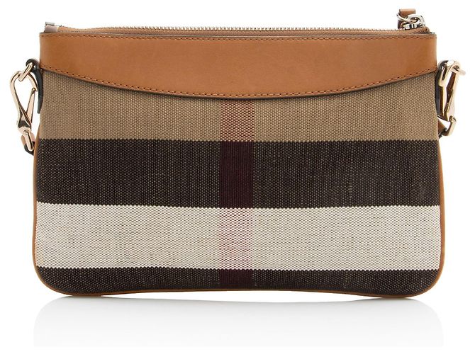 Clutch Burberry House Check Peyton Marrone Beige - vista 3