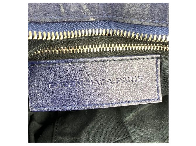 Borsa a tracolla Balenciaga City Medium in camoscio blu - vista 6