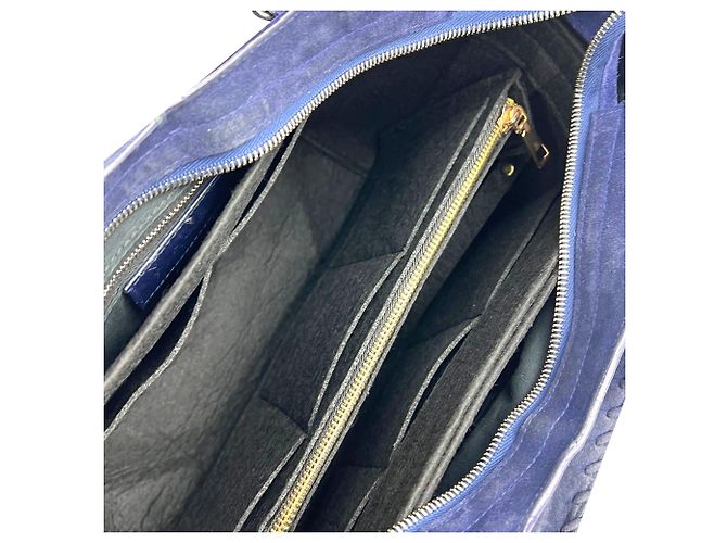 Borsa a tracolla Balenciaga City Medium in camoscio blu - vista 8