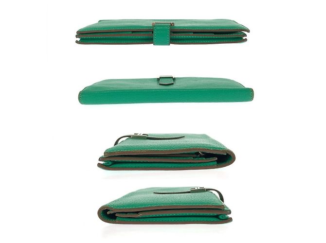Hermès Portafoglio lungo Hermes Bearn Soufflet Verde - vista 10