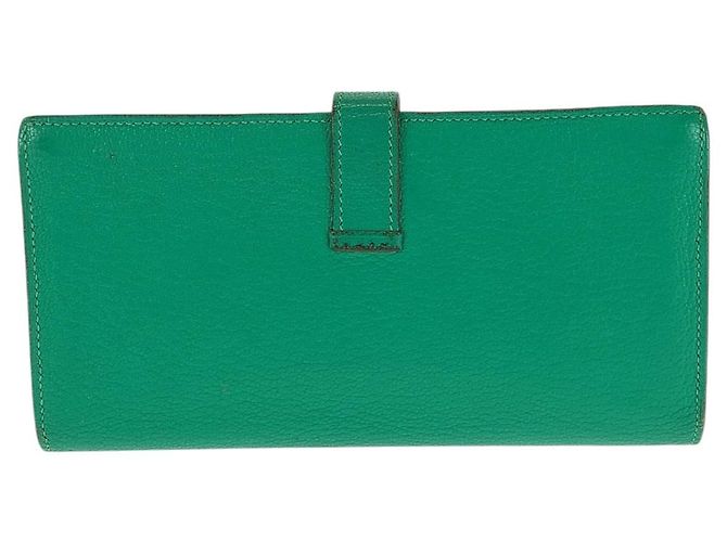 Hermès Portafoglio lungo Hermes Bearn Soufflet Verde - vista 2