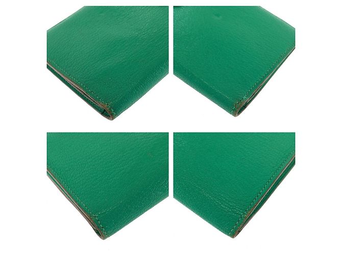 Hermès Portafoglio lungo Hermes Bearn Soufflet Verde - vista 3