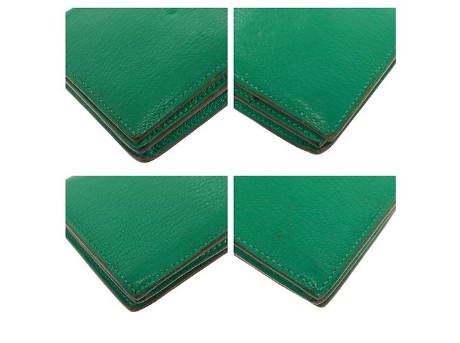 Hermès Portafoglio lungo Hermes Bearn Soufflet Verde - vista 4