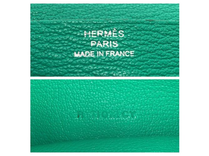 Hermès Portafoglio lungo Hermes Bearn Soufflet Verde - vista 5