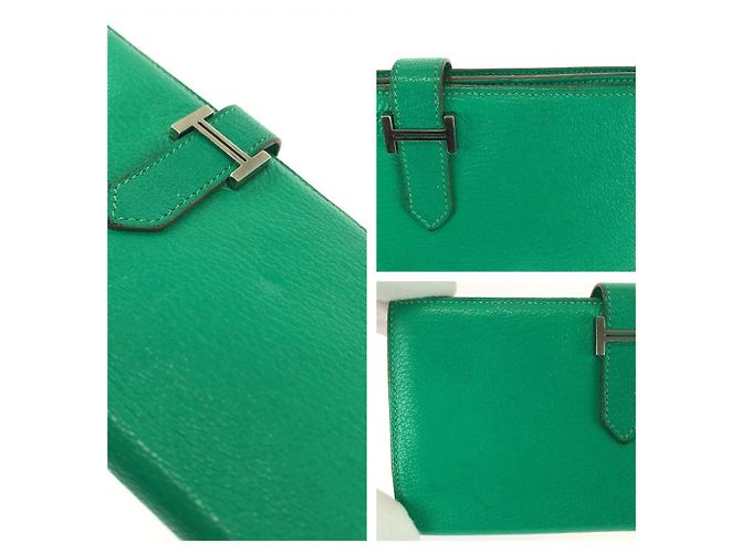 Hermès Portafoglio lungo Hermes Bearn Soufflet Verde - vista 6