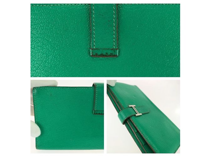 Hermès Portafoglio lungo Hermes Bearn Soufflet Verde - vista 7