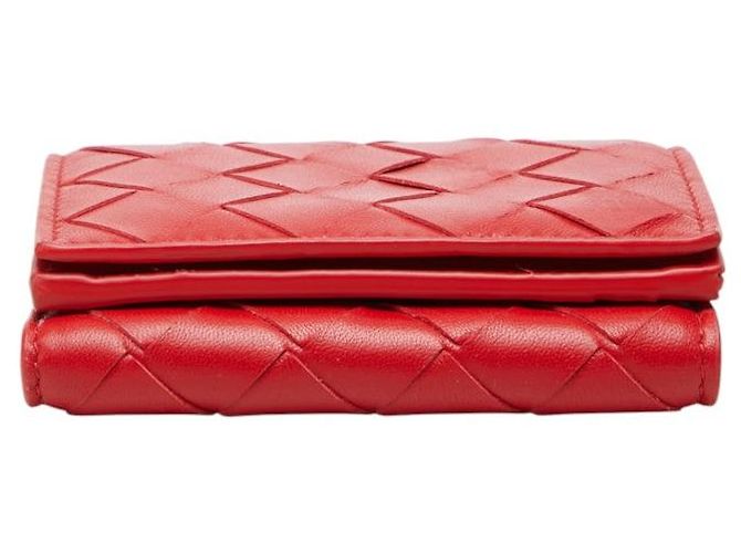 Portafoglio compatto tri-fold Intrecciato Bottega Veneta Rosso - vista 3