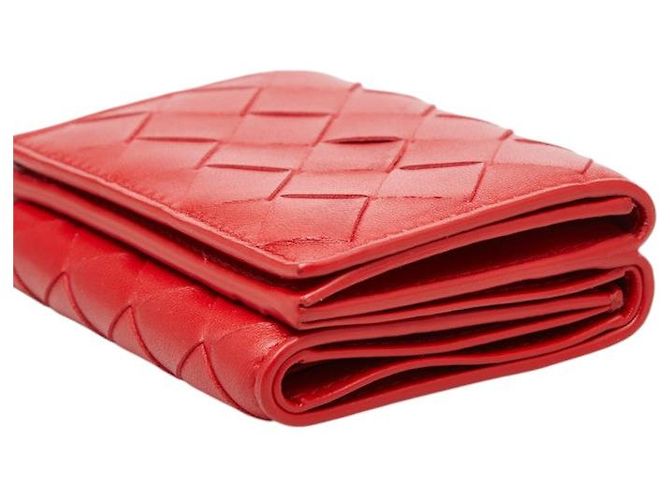 Portafoglio compatto tri-fold Intrecciato Bottega Veneta Rosso - vista 4