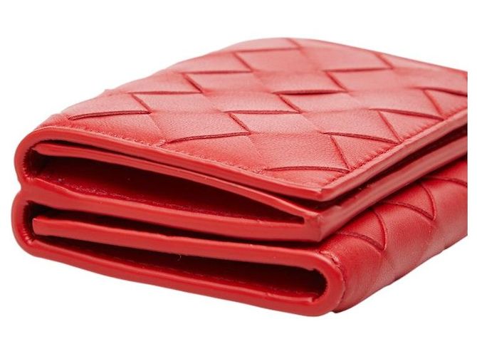 Portafoglio compatto tri-fold Intrecciato Bottega Veneta Rosso - vista 5
