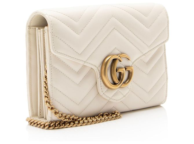 Gucci Portefeuille porté épaule GG Marmont en cuir matelassé Blanc - vue 2