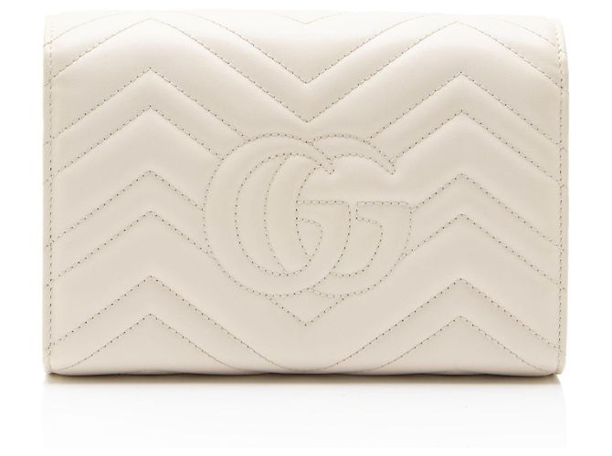 Gucci Portefeuille porté épaule GG Marmont en cuir matelassé Blanc - vue 3