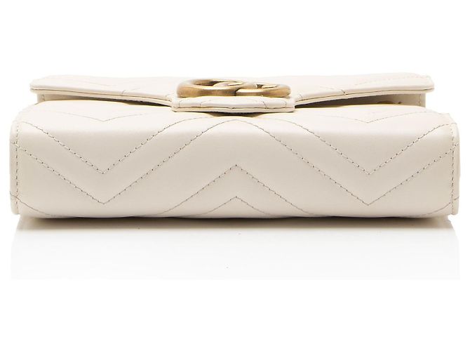 Gucci Portefeuille porté épaule GG Marmont en cuir matelassé Blanc - vue 4