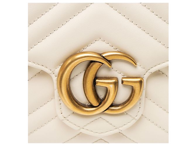 Gucci Portefeuille porté épaule GG Marmont en cuir matelassé Blanc - vue 9