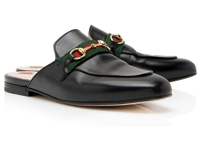 Mules Princetown in pelle Gucci - Size 7 / 37 Nero - vista 2