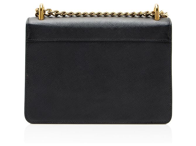 Sac à épaule petit Prada Saffiano Chain Noir - vue 3