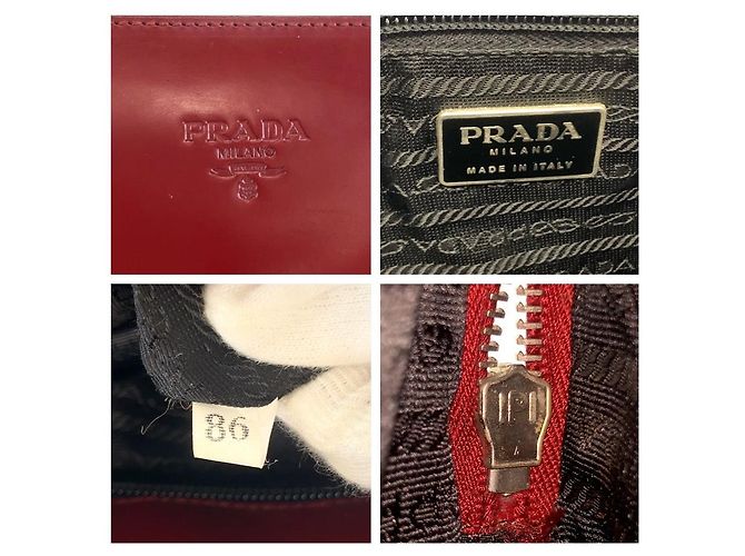 Tote Sac cabas Prada en cuir verni Rouge - vue 3