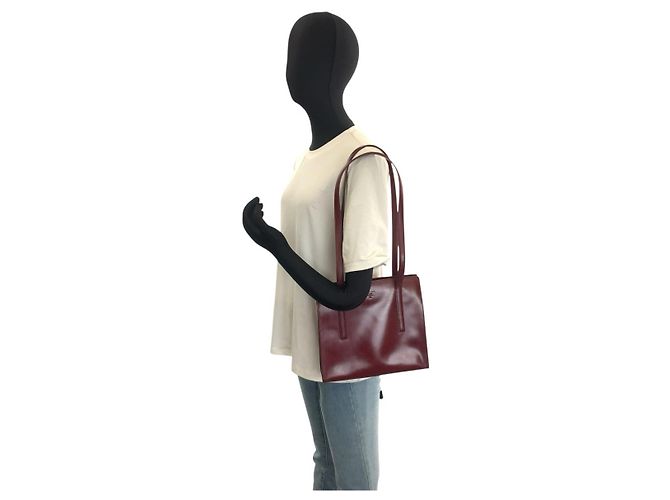 Tote Sac cabas Prada en cuir verni Rouge - vue 7