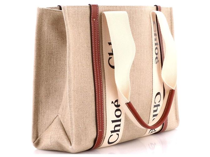 Chloé Woody Tote aus Canvas und Leder Medium Braun - Ansicht 2
