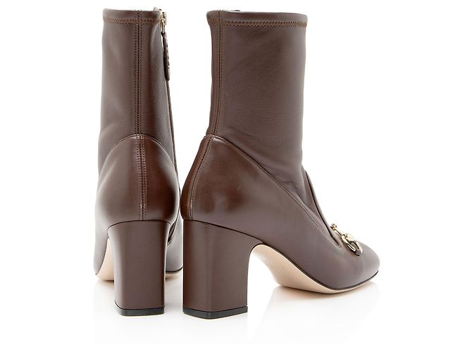 Botas de cano curto Gucci em couro Horsebit - Tamanho 7 / 37 Marrom - vista 2