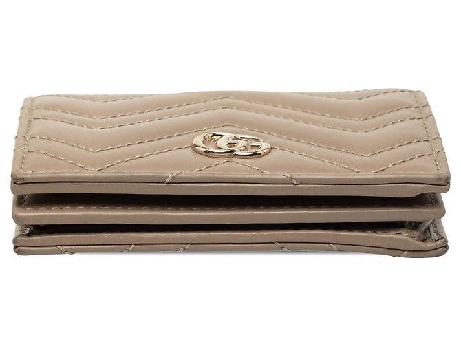 Portafoglio compatto bifold Gucci GG Marmont 466492 Marrone Beige - vista 3
