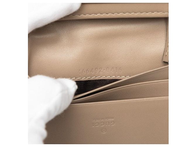 Portafoglio compatto bifold Gucci GG Marmont 466492 Marrone Beige - vista 7