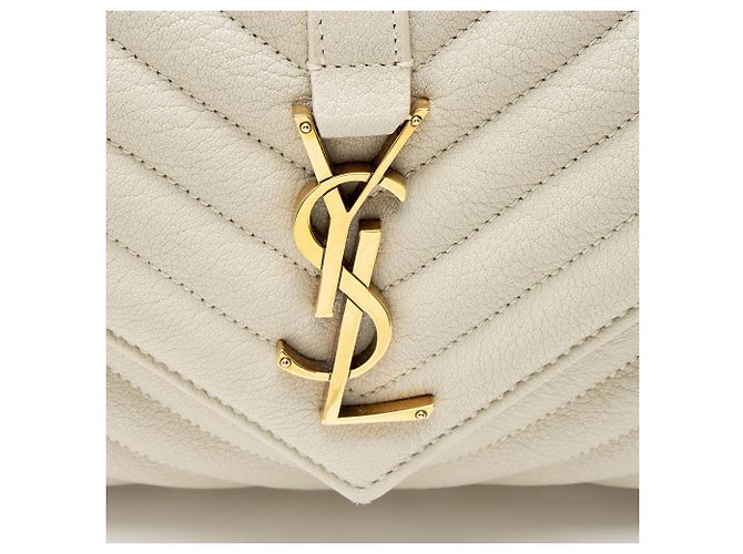 Autre Marque Saint Laurent College Medium Schultertasche aus gestepptem Kalbsleder mit Monogramm Weiß - Ansicht 10