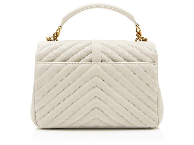 Autre Marque Saint Laurent College Medium Schultertasche aus gestepptem Kalbsleder mit Monogramm Weiß - Ansicht 3