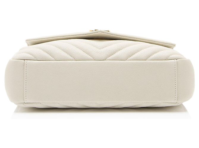 Autre Marque Saint Laurent College Medium Schultertasche aus gestepptem Kalbsleder mit Monogramm Weiß - Ansicht 4