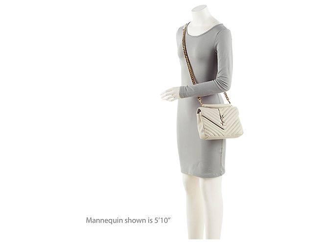 Autre Marque Saint Laurent College Medium Schultertasche aus gestepptem Kalbsleder mit Monogramm Weiß - Ansicht 5