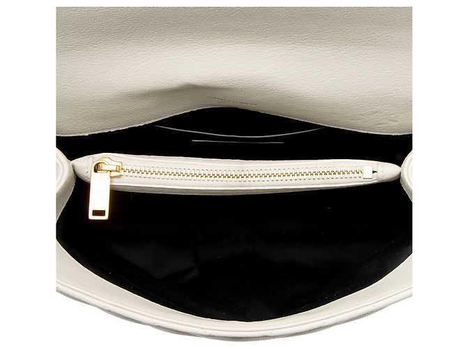 Autre Marque Saint Laurent College Medium Schultertasche aus gestepptem Kalbsleder mit Monogramm Weiß - Ansicht 7