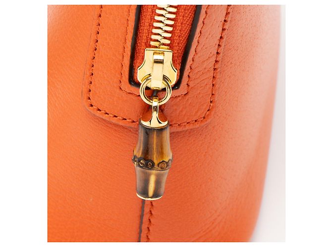 Gucci Cuir Leather Bamboo Diana Dome Mini Satchel Naranja - vista 10