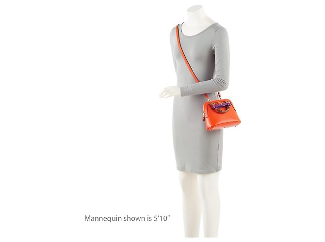Gucci Cuir Leather Bamboo Diana Dome Mini Satchel Naranja - vista 5