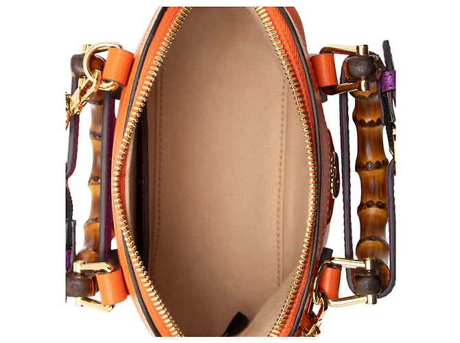 Gucci Cuir Leather Bamboo Diana Dome Mini Satchel Naranja - vista 7