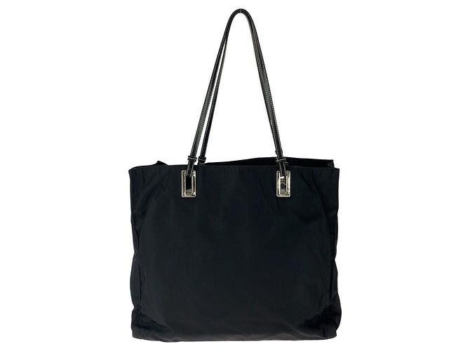 Sac Tote Prada Tessuto avec logo triangle Noir - vue 2