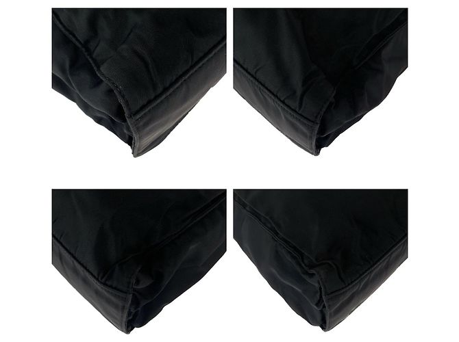 Sac Tote Prada Tessuto avec logo triangle Noir - vue 3