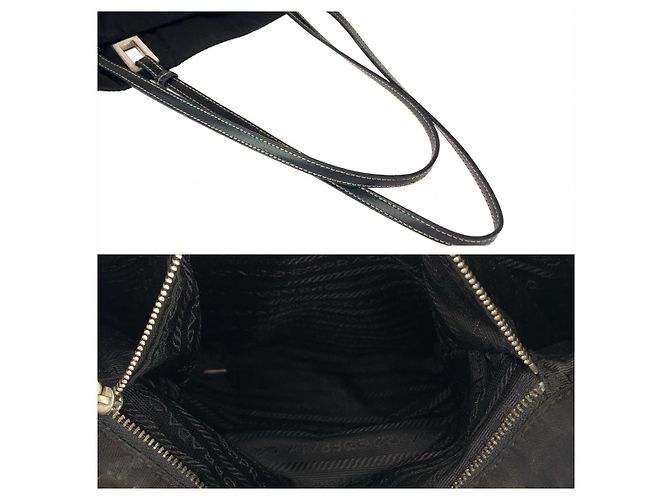Sac Tote Prada Tessuto avec logo triangle Noir - vue 4