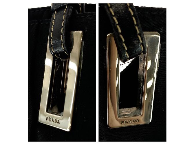 Sac Tote Prada Tessuto avec logo triangle Noir - vue 5