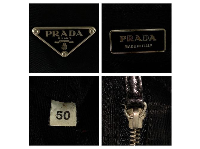 Sac Tote Prada Tessuto avec logo triangle Noir - vue 6