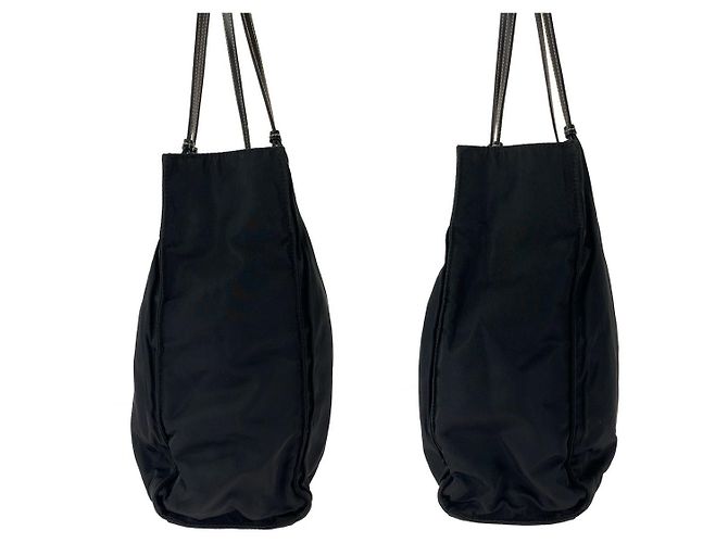 Sac Tote Prada Tessuto avec logo triangle Noir - vue 8