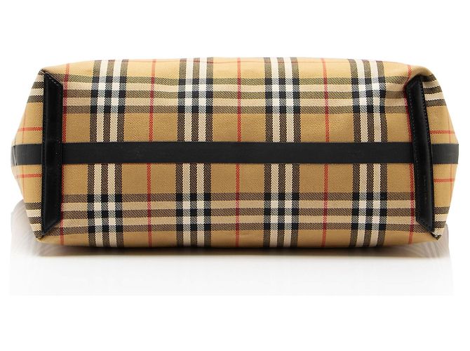 Burberry Vintage Heritage Check Canvas Wendbare Tote Bag Braun Beige - Ansicht 4