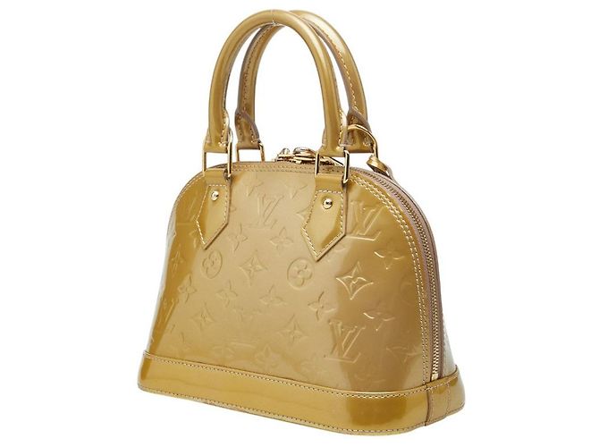 Louis Vuitton Alma BB Vernis Lackleder Handtasche Braun Beige - Ansicht 2