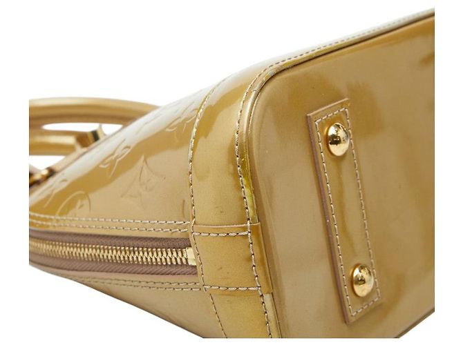 Louis Vuitton Alma BB Vernis Lackleder Handtasche Braun Beige - Ansicht 5