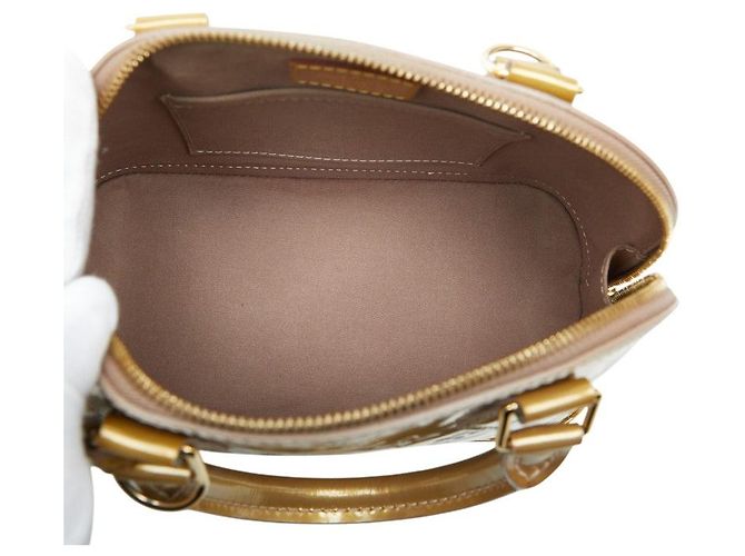 Louis Vuitton Alma BB Vernis Lackleder Handtasche Braun Beige - Ansicht 9