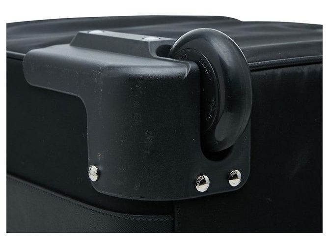 Double Prada Triangle Logo Plate Carry-on Suitcase Black - view 6