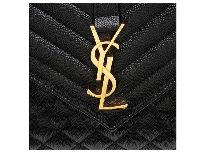Autre Marque Bolso de hombro mediano Saint Laurent Mixed Matelasse Grain de Poudre Monogram Negro - vista 10