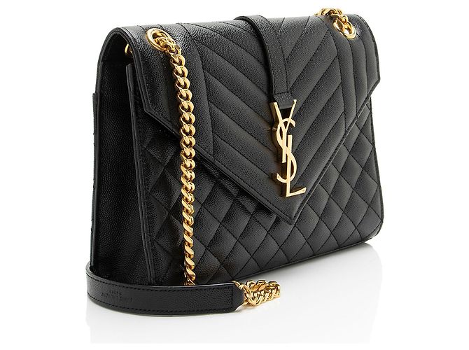 Autre Marque Bolso de hombro mediano Saint Laurent Mixed Matelasse Grain de Poudre Monogram Negro - vista 2