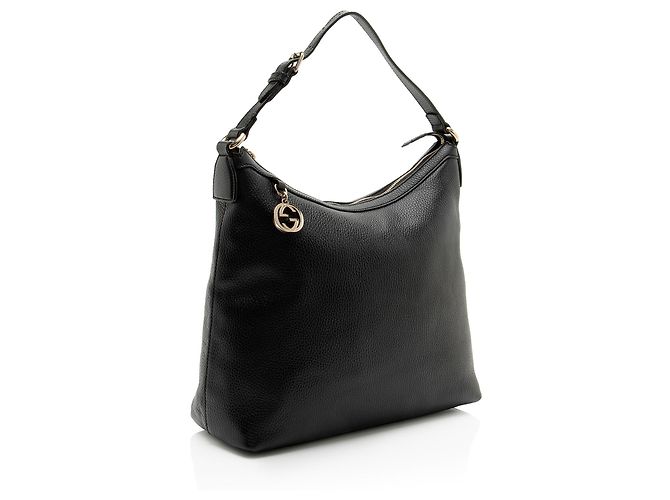 Borsa Hobo Gucci in pelle con ciondolo G intrecciata Nero - vista 2