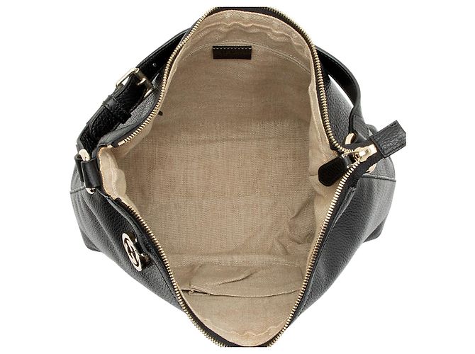 Borsa Hobo Gucci in pelle con ciondolo G intrecciata Nero - vista 7