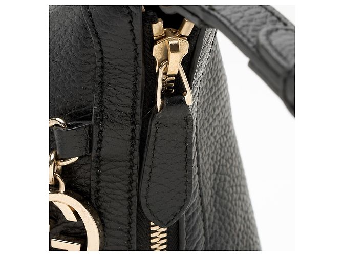 Borsa Hobo Gucci in pelle con ciondolo G intrecciata Nero - vista 9